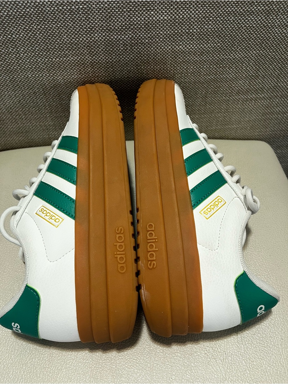 Adidas VL Court Blod White Sneakers with Green Stripes and Gum Platform - Picture 5 of 7